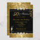 Gold Jewel Leaf 50 Fabulous Birthday Black Einladung (Vorne/Hinten)
