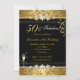 Gold Jewel Leaf 50 Fabulous Birthday Black Einladung (Vorderseite)