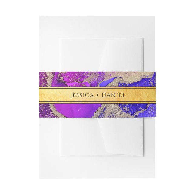Gold Jewel Toned Abstrakt Wedding Einladungsbanderole (Vorderseite Beispiel)