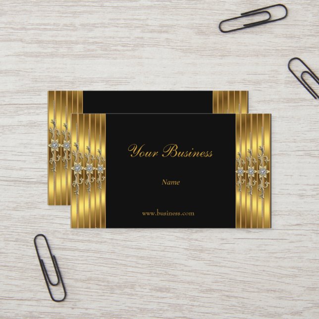 Gold Jeweled Black Elegany Classy Visitenkarte (Vorderseite/Rückseite Beispiel)