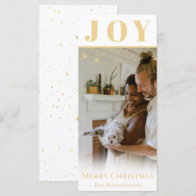 Gold Joie Noël Saison de Noël Carte Plat (Devant / Derrière)