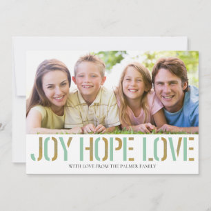 Gold Joy Hope Love   Carte photo de Noël