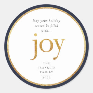 Gold Joy Modern Christmas Classic Round Sticker