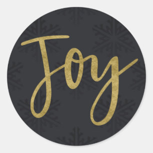 Gold JOY Moderner Urlaub Winter Schwarze Schneeflo Runder Aufkleber
