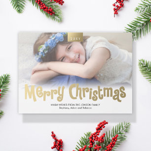 Gold Joyeux Noël Photo personnalisée Carte moderne