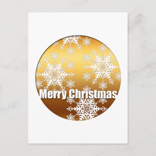 Gold Joyeux Noël Snowflakes V Carte postale (Devant)