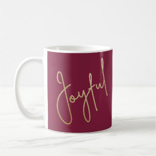 Gold JOYFUL Script auf Cranberry Kaffeetasse