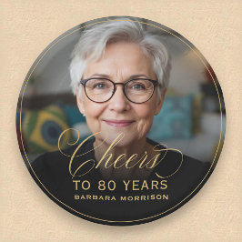 Gold jubelt auf 80 Jahre Custom Foto Geburtstag Pappteller