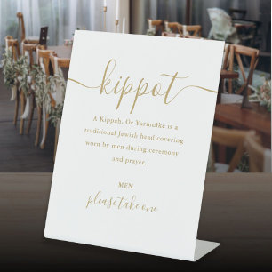 Gold Jüdische Hochzeit Kippot Script Yarmulke Sockelschild