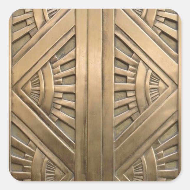 Gold, Jugendstil, Deko, Vintag, chic, elegant Quadratischer Aufkleber (Vorderseite)