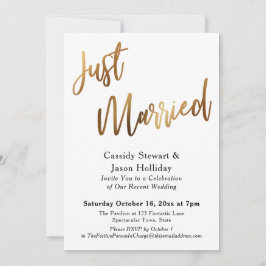 Gold just Married Bokeh Black Back Empfang Einladung