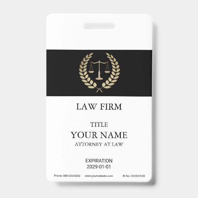 Gold Justice Scale-Abzeichen Ausweis (Vorderseite)