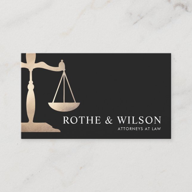 Gold Justice Scale Attorney Black Visitenkarte (Vorderseite)