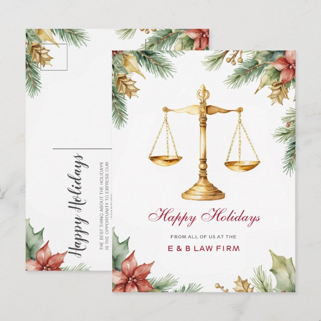 Gold Justice Scale Holly Pine Lawyer Weihnachten (Vorne/Hinten)