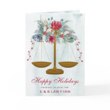 Gold Justice Scale Holly Wreath Anwalt Weihnachten