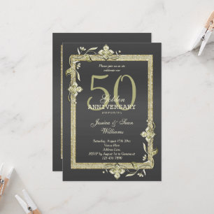 Gold Juwel & Glitter 50. Goldene Hochzeit Einladung