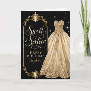Gold-Juwel-Sweet-16-Geburtstagsfeier Karte