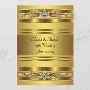 Gold Juwelen Elegante Goldene 50. Hochzeitstag Einladung