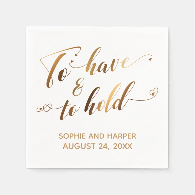 Gold-Kalligraphie mit Herz zu haben und zu halten Serviette (Vorderseite)