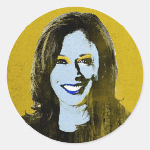 Gold Kamala Harris Pop Art Runder Aufkleber