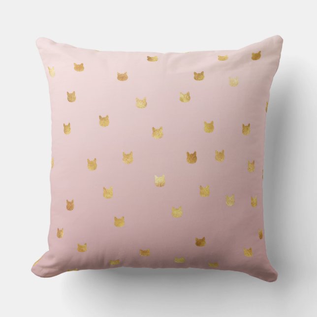 Gold Katzen Rosa Rosa Ombre Kissen (Vorderseite)