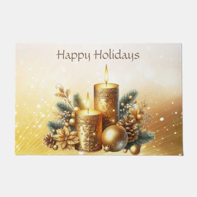 Gold Kerzen Weihnachtsfeiertag Doormat Fußmatte (Vorderseite)