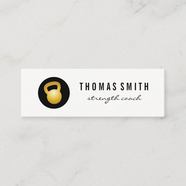 (Gold) Kettle Bell Fitness Trainer Mini Visitenkarte (Vorderseite)