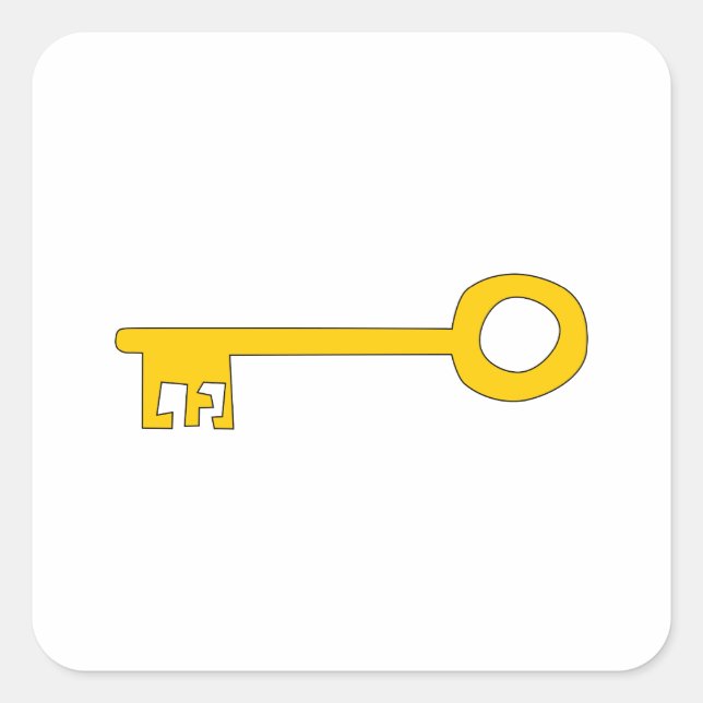 Gold Key auf Weiß. Quadratischer Aufkleber (Vorderseite)