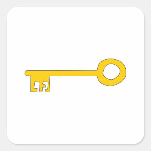 Gold Key auf Weiß. Quadratischer Aufkleber