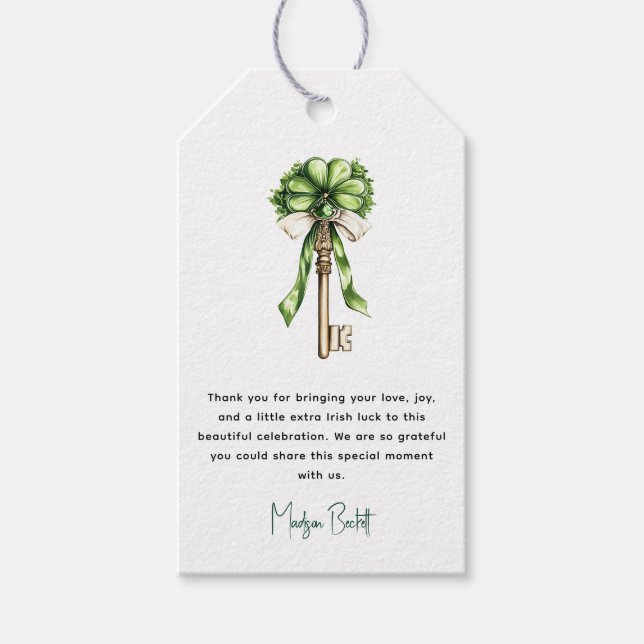 Gold Key Clover Benutzerdefinierte St. Patrick’s D Geschenkanhänger (Vorderseite)