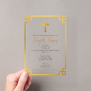 Gold Key Griechisch-Orthodoxe Weihnachtsfeier Tauf Acryleinladungen