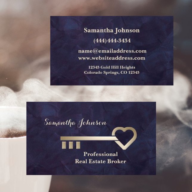 Gold Key Royal Plum Carte de visite immobilier (Créateur téléchargé)