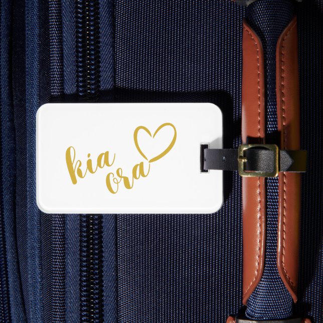 GOLD KIA ORA AOTEAROA NZ HERZEN LIEBE NEUSEELAND GEPÄCKANHÄNGER (Vorderseite Insitu 4)
