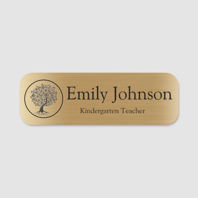 Gold Kindergarten Teacher Name | Custom Teacher Namensschild (Vorderseite)