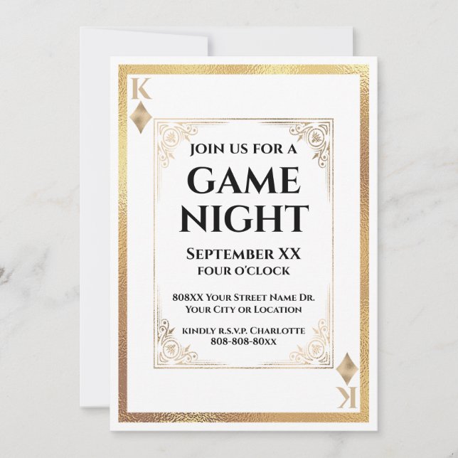 Gold King of Diamonds Game Night Jouer Carte (Devant)
