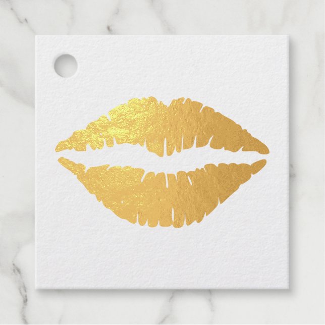 Gold Kiss Lips Geschenkanhänger (Vorderseite)