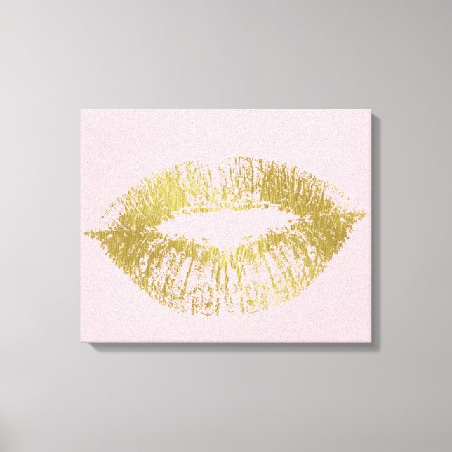 Gold Kiss Lips Leinwanddruck (Vorderseite)