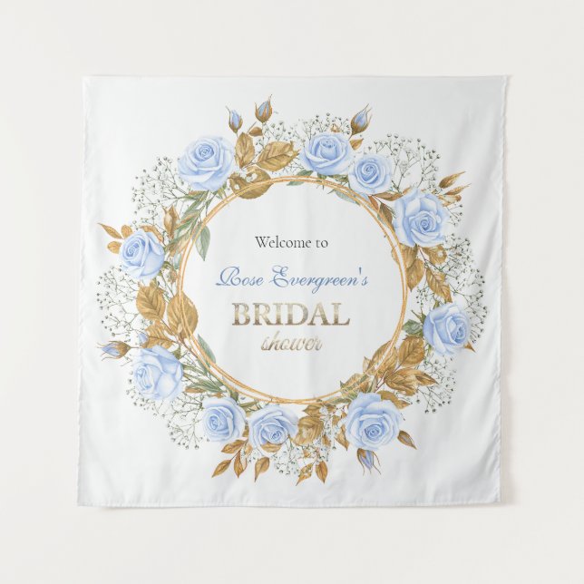 Gold-Kissed Blue Rose Bridal Wandteppich (Vorderseite)