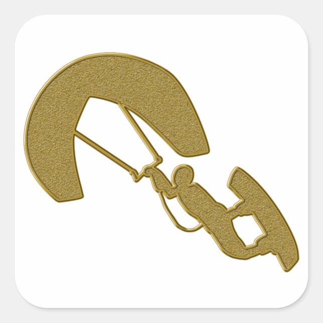 Gold Kitesurfsticker Quadratischer Aufkleber (Vorderseite)