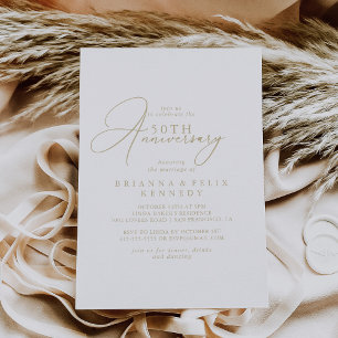 Gold Klasse Chic 50. Hochzeitstag  Einladung