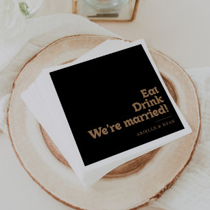 Gold Klassisch Essen Trinken Wir sind verheiratet Serviette