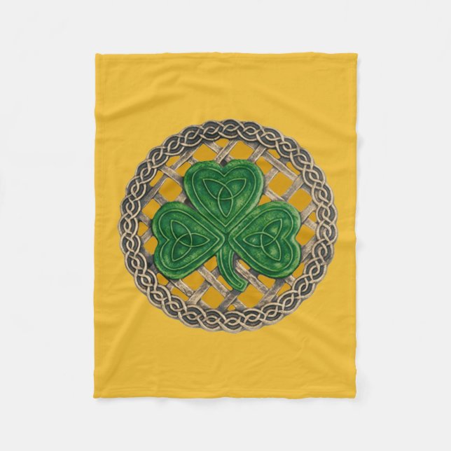 Gold Kleeblatt auf keltischen Knochen Fleece Blank (Vorderseite)