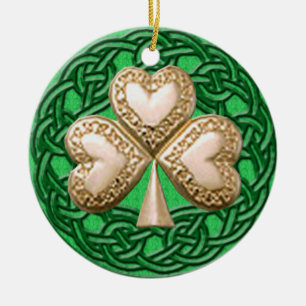 Gold Kleeblatt auf keltischen Knospen Ornament