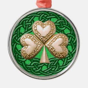 Gold Kleeblatt auf keltischen Knospen Ornament