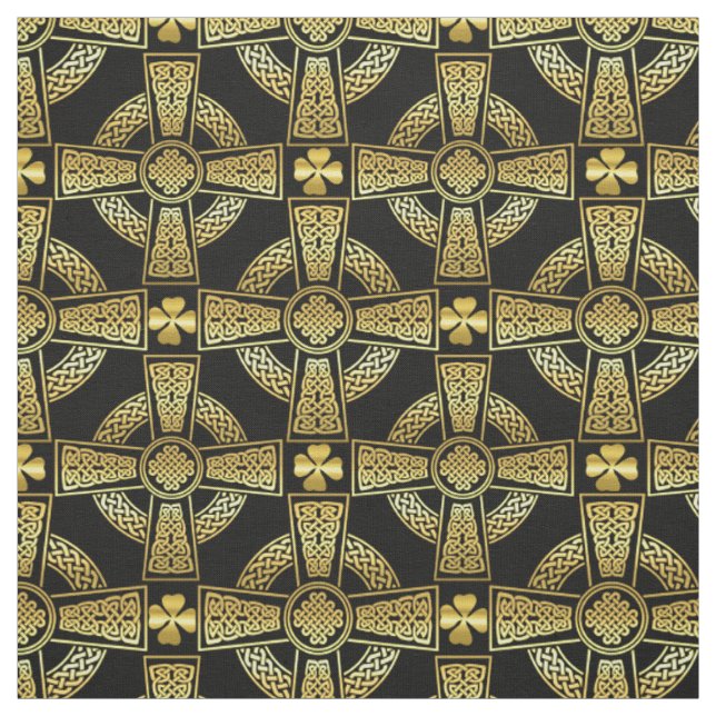 Gold-Kleeblatt/Keltisches Kreuz/geflochtenes Knote Stoff (Muster)