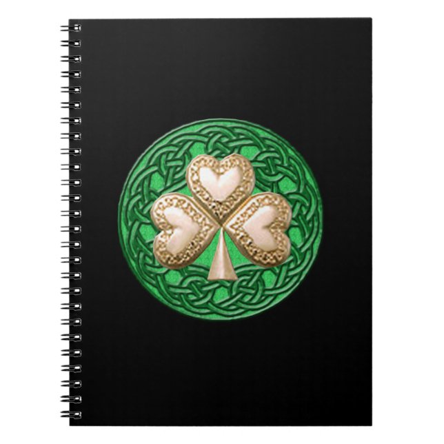Gold Kleeblatt Spiral Notebook Notizblock (Vorderseite)