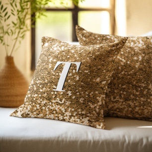 Gold Klobige Glitter Monogrammiert Kissen