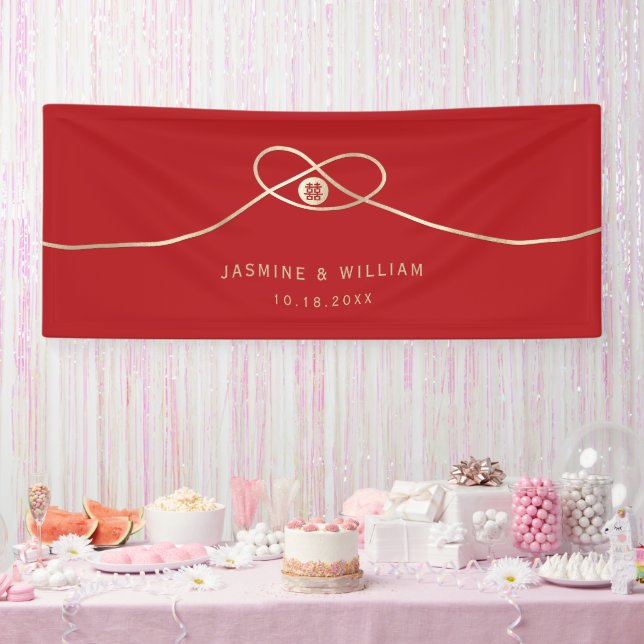 Gold Knot Gewerkschaft Doppeltes Glück Chinesische Banner (Party)