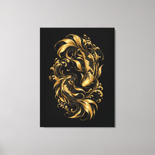 Gold-Koi-Fisch umwickelte Leinwand