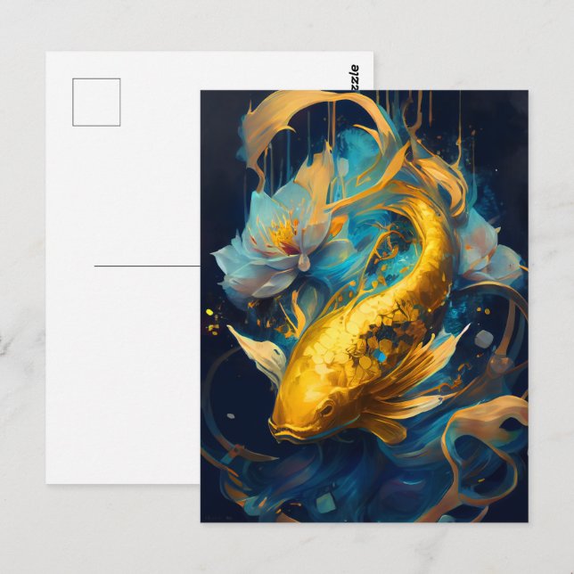 Gold Koi: Postkarte (Vorne/Hinten)